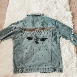 Distressed jean jacket